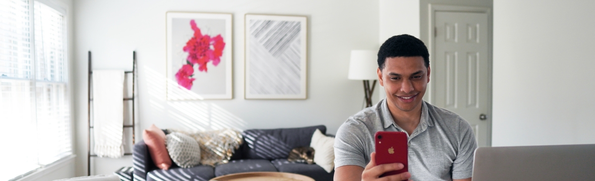 happy man with laptop 