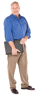 man holding portfolio case
